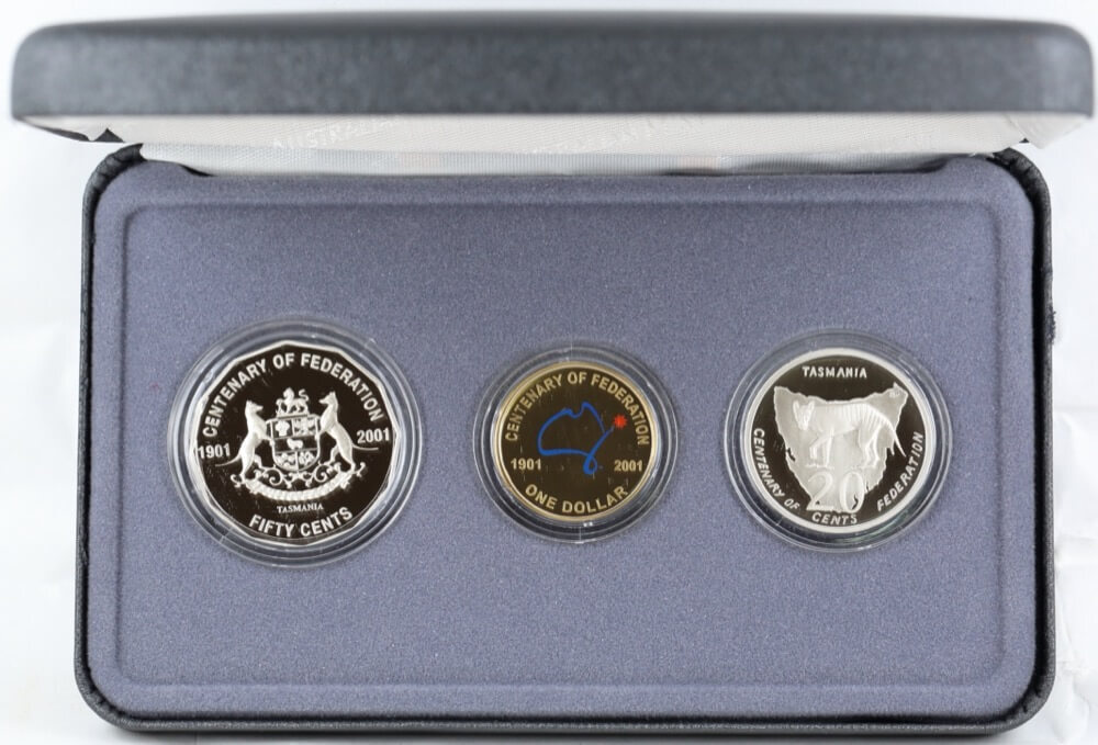 2001 Federation Three Coin Proof Set Tasmania