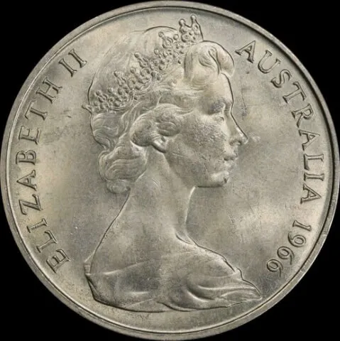 1966 Twenty Cent Wavy Baseline Choice Unc (PCGS MS64)