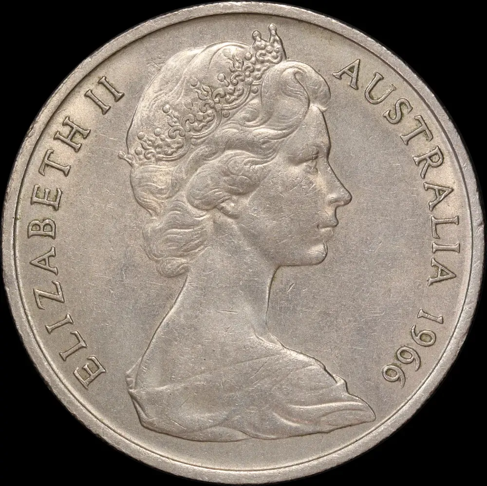 1966 Twenty Cent Wavy Baseline about Unc