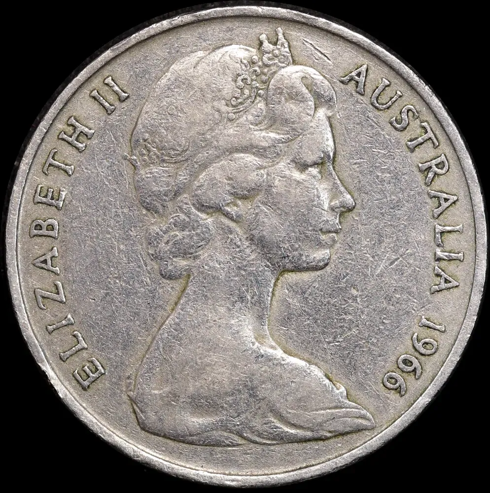 1966 Twenty Cent Wavy Baseline good Fine