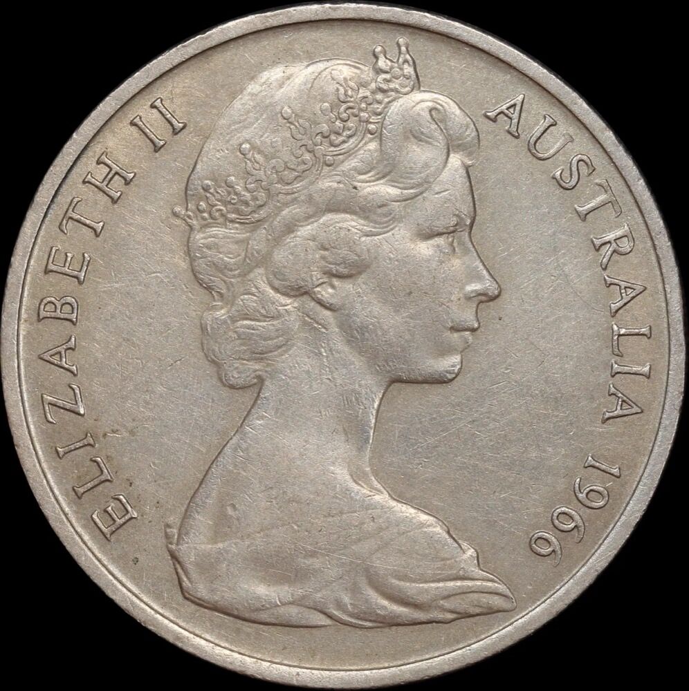 1966 Twenty Cent Wavy Baseline good VF