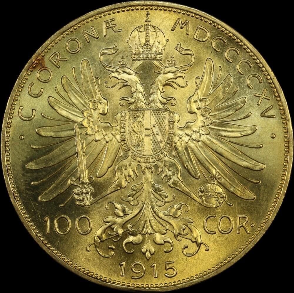 Austria 1915 Gold 100 Corona KM#2819 Uncirculated
