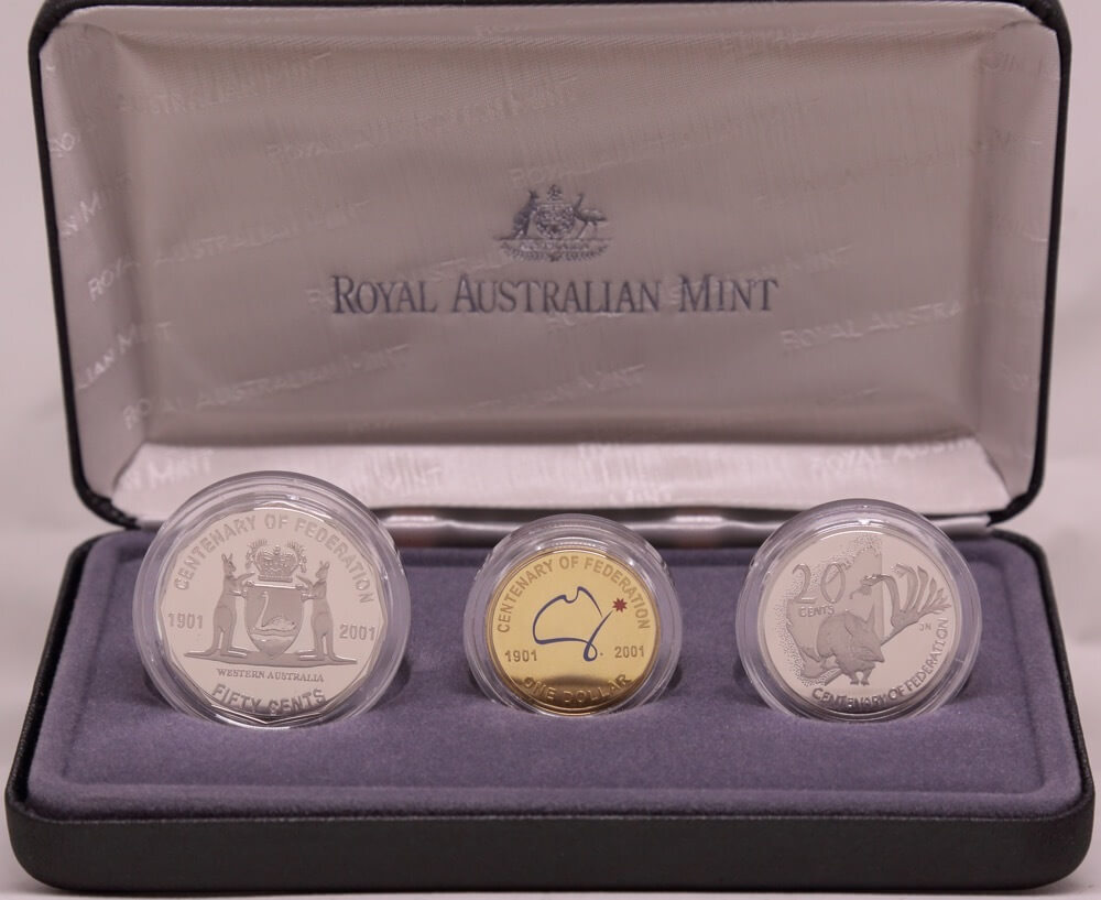 2001 Federation Three Coin Proof Set Western Australia
