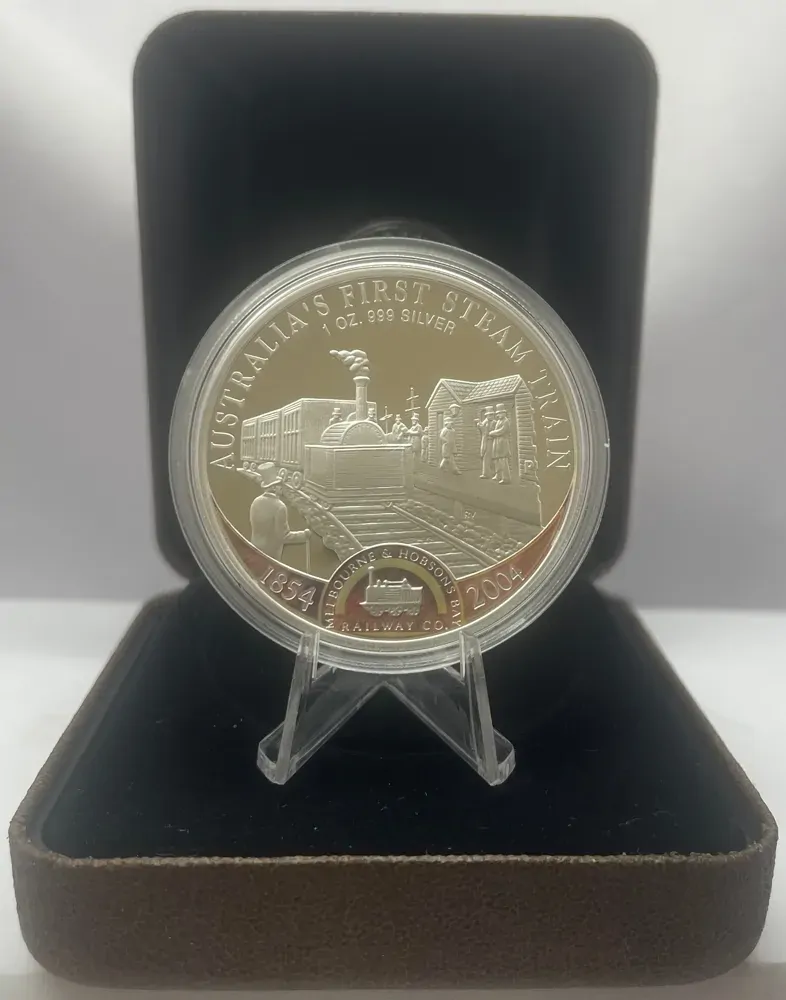 2004 Silver 1 Ounce Proof Coin Steam Train Sesquicentennial