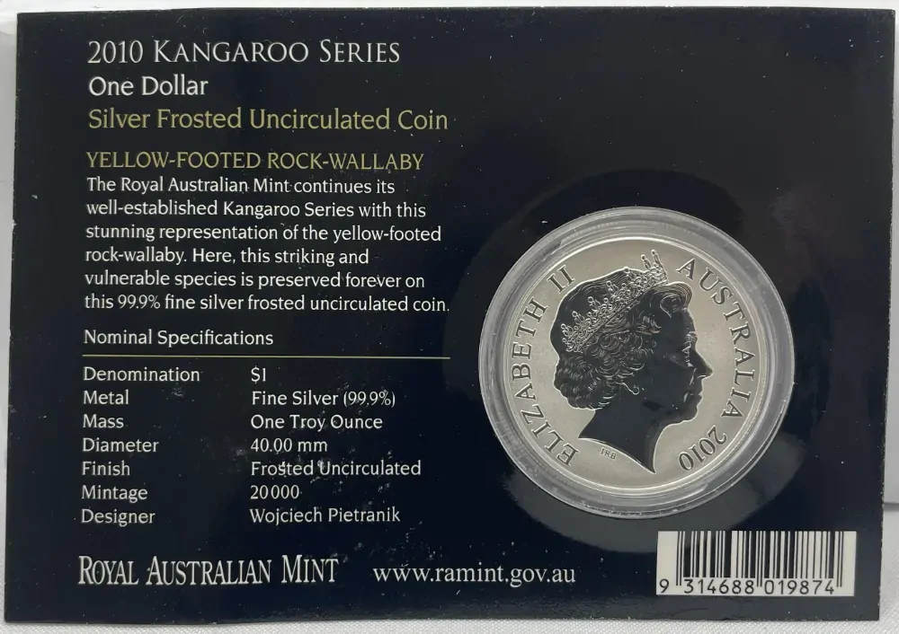 2010 Silver 1 Dollar Kangaroo Rock Wallaby
