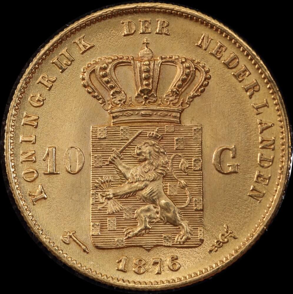 Netherlands 1876 Gold 10 Guilder KM# 106 Uncirculated product image