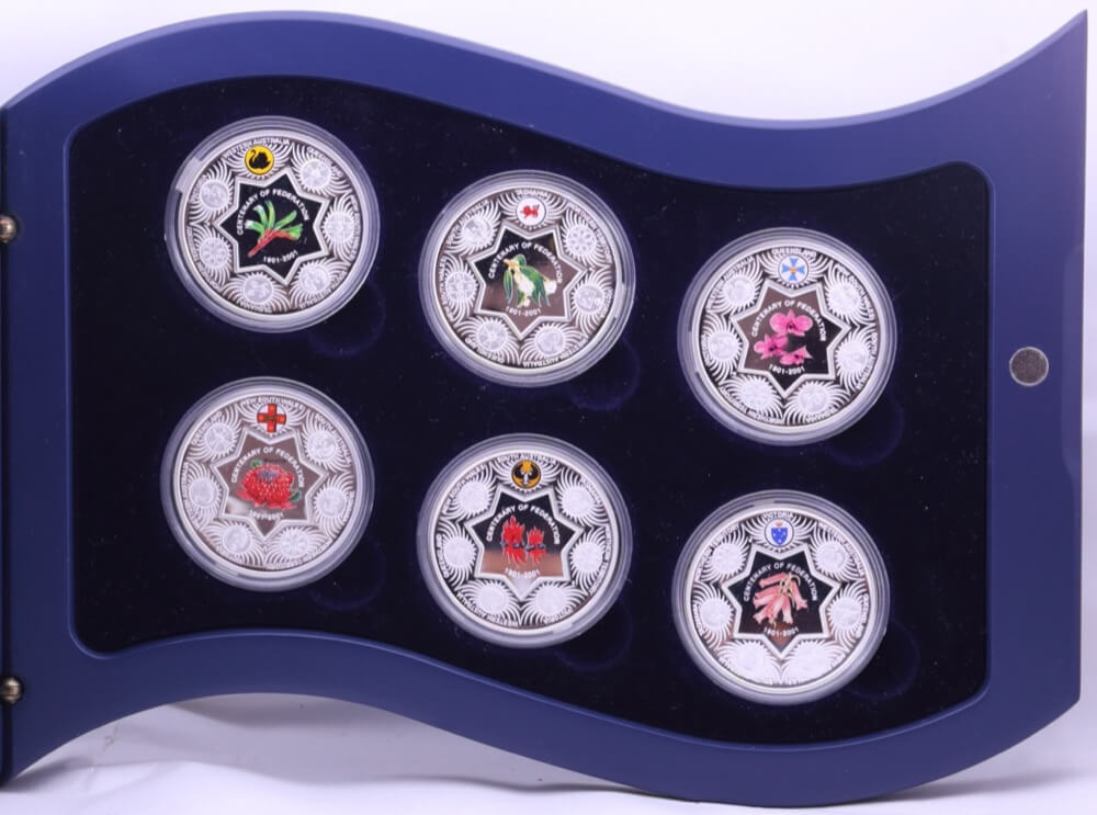 2001 Silver Holey Dollar Six Coin Proof Set Federation Flowers product image