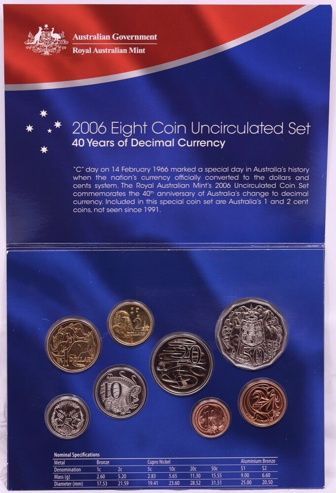 Australia 2006 Uncirculated Mint Coin Set Decimal Currency ANDA Release product image