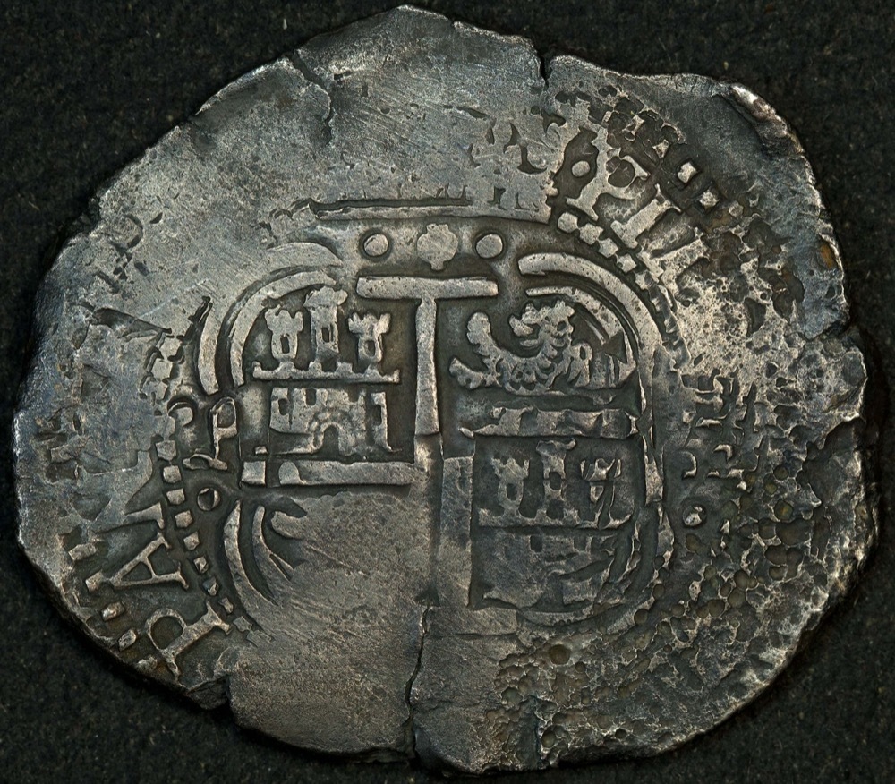 Bolivia 1653 Silver 8 Reales Ex Gilt Dragon shipwreck KM# 21 Very Fine