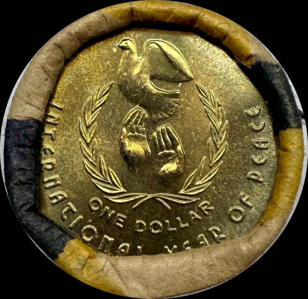 1986 One Dollar RBA Mint Roll Year of Peace Tails / Tails