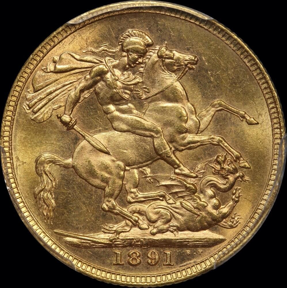 1891 Melbourne Jubilee Head Sovereign S# 3867C Unc (PCGS MS61)