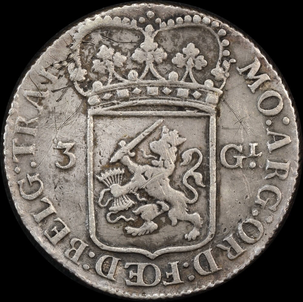Netherlands (Utrecht) 1794 Silver 3 Guilder 31.86G Delm# 1150 about VF product image