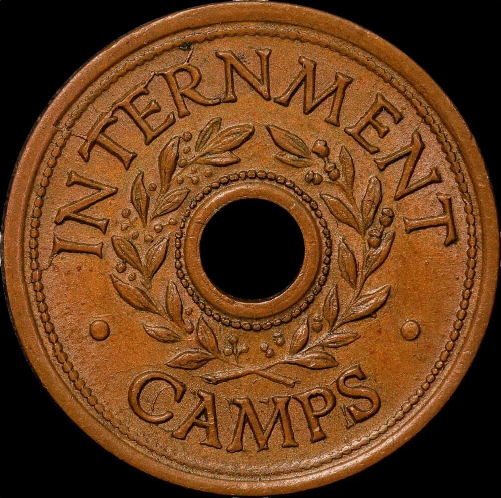 1942 Threepence Internment Token Unc (MS 62BN)