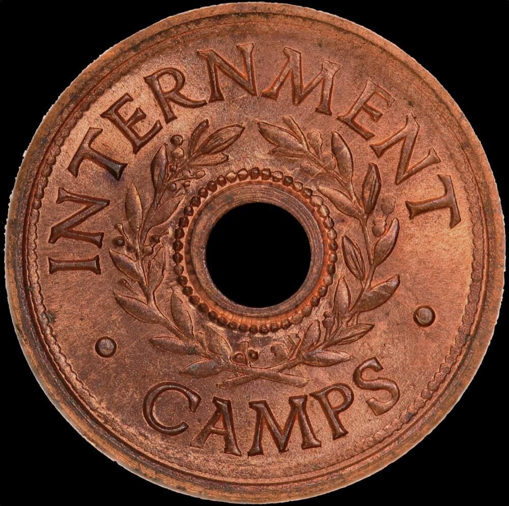 1942 Threepence Internment Token Choice Unc (MS 63RD)
