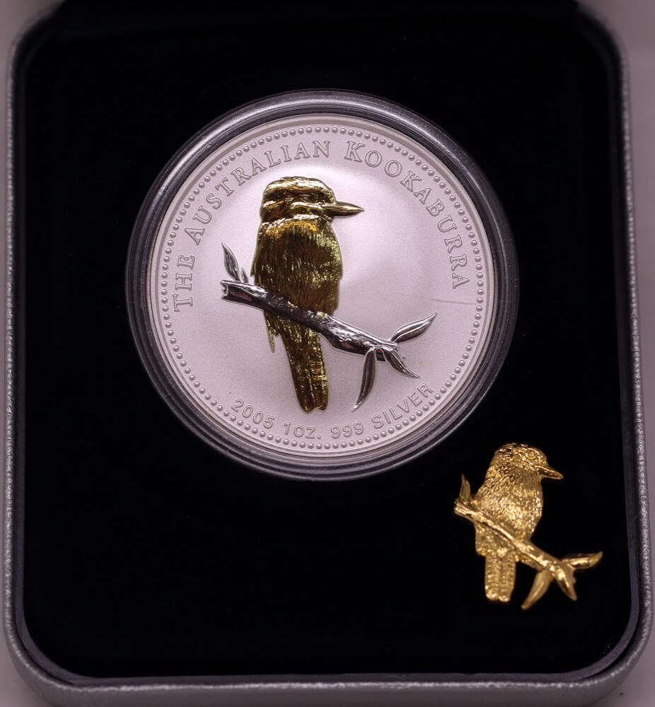 2005 Silver One Ounce Gilded Unc Kookaburra Coin product image