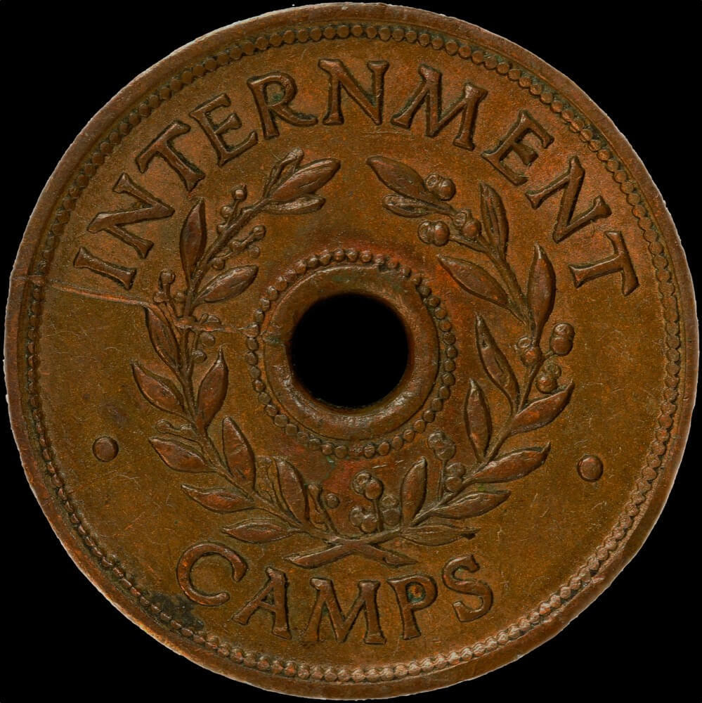 1942 One Shilling Internment Token about VF