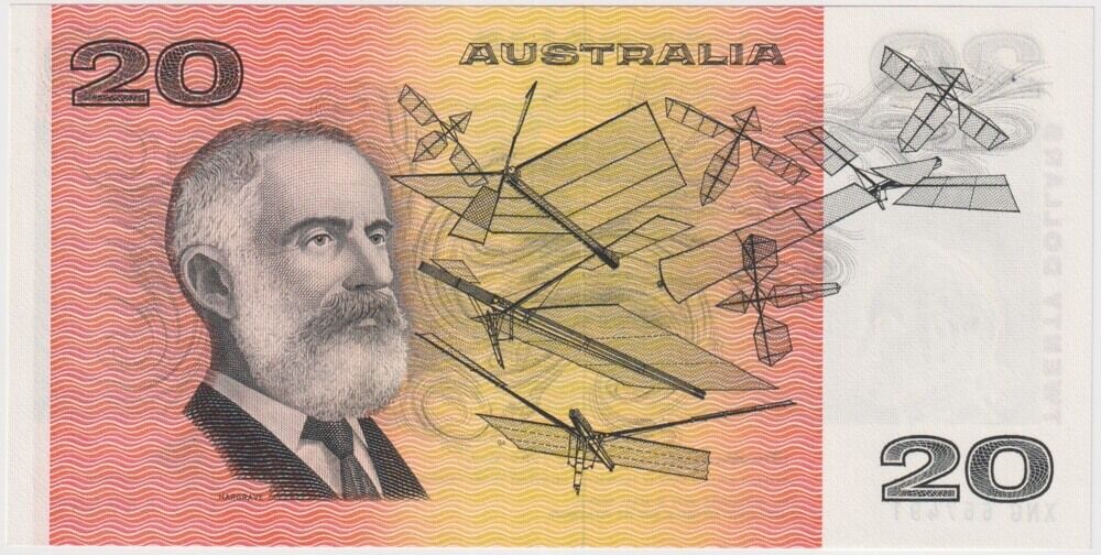 1976 $20 Note Gothic Serials Centre Thread Knight/Wheeler R406A Uncirculated