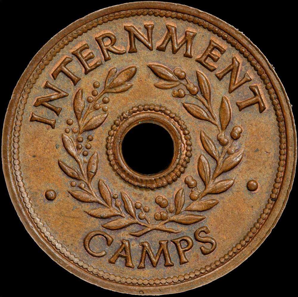 1942 One Shilling Internment Token Unc (MS 62BN)