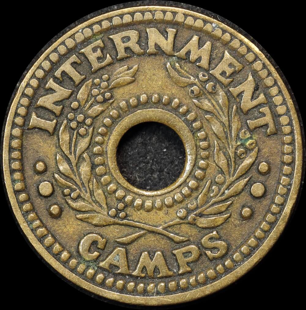 1942 One Penny Internment Token about VF