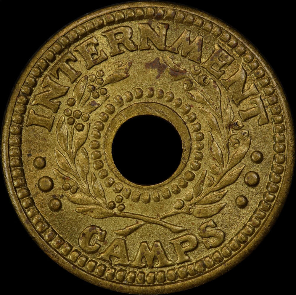 1942 One Penny Internment Token good EF