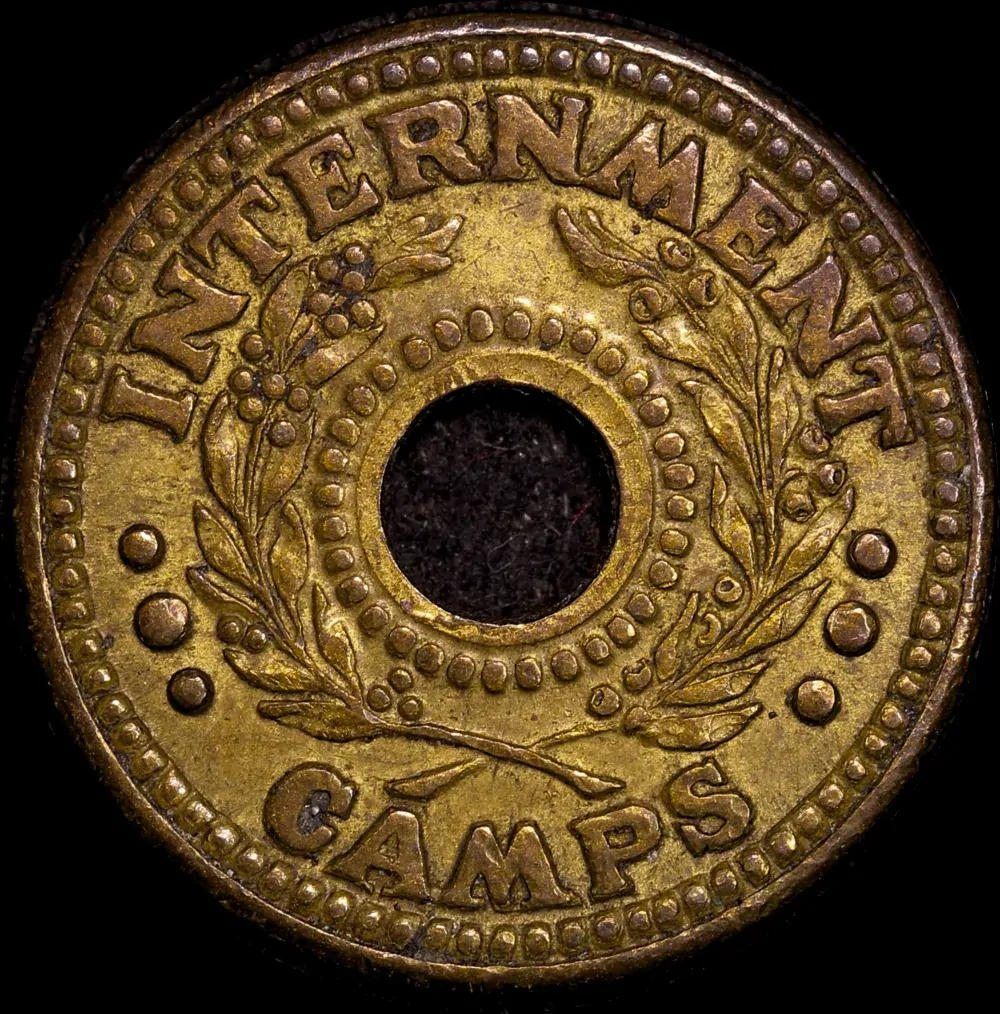 1942 One Penny Internment Token Very Fine