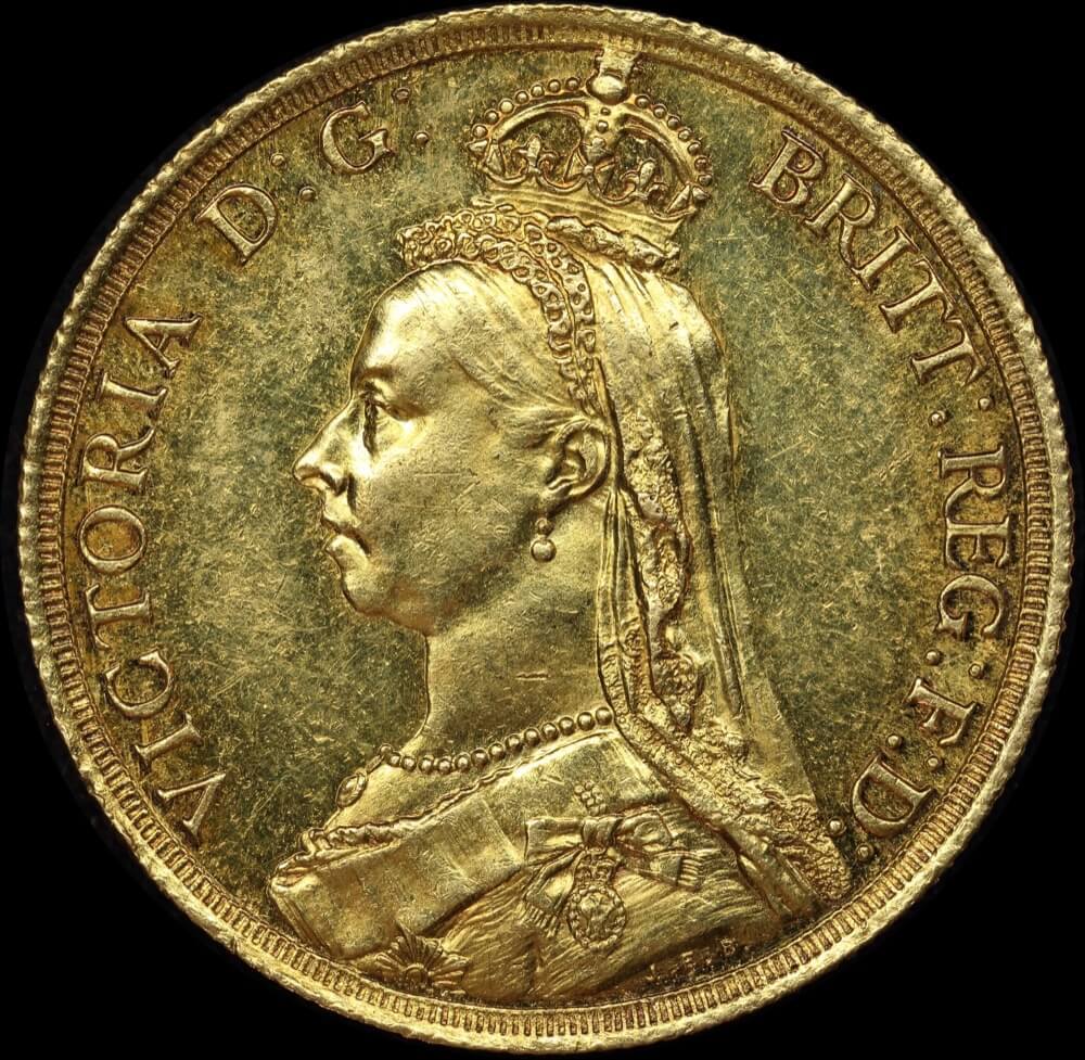 1887 Gold Two Pounds Victoria S#3865 good EF product image