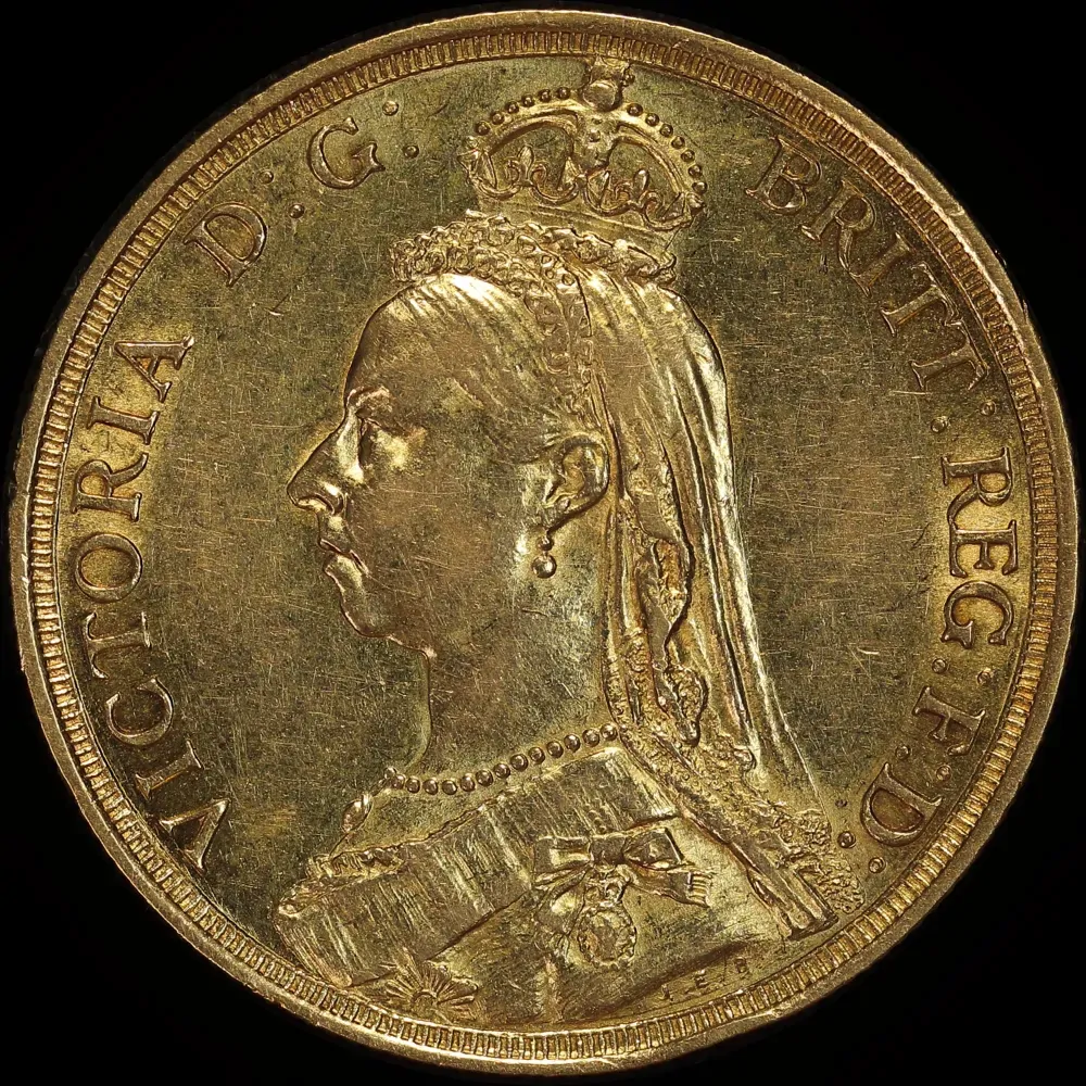 1887 Gold Two Pounds Victoria S#3865 Extremely Fine
