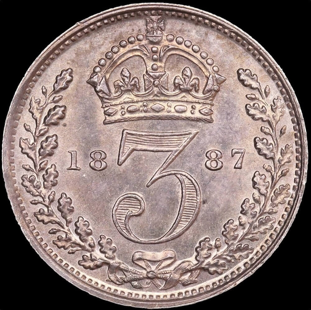 1887 Silver Threepence Victoria S#3931 Choice Unc product image