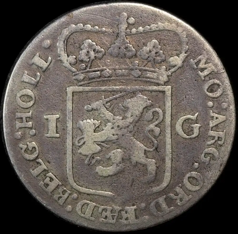 Netherlands (Holland) 1795 Silver Guilder KM# 8.2 Fine