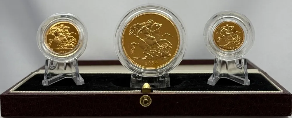 1984 Gold 3 Coin Proof Set (£5, Sovereign and Half)