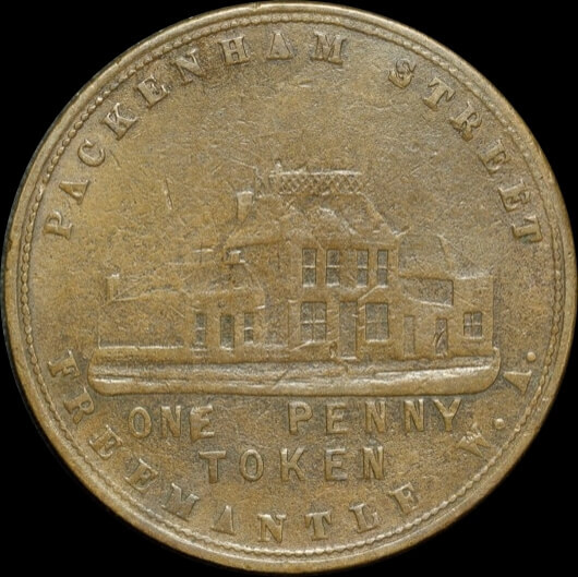 1878 John Henderson Copper One Penny Token A# 223 good VF