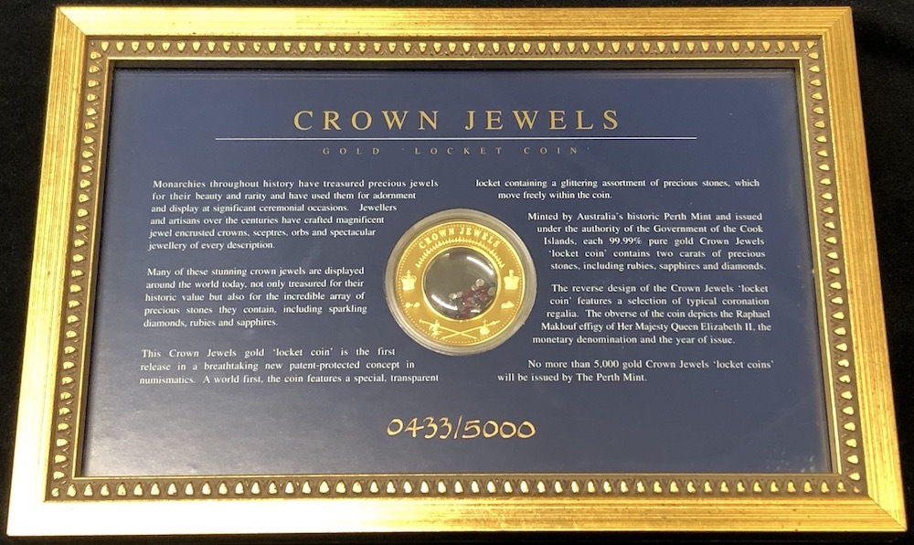 Cook Islands 2002 Gold Proof 100 Dollars Crown Jewels Locket product image