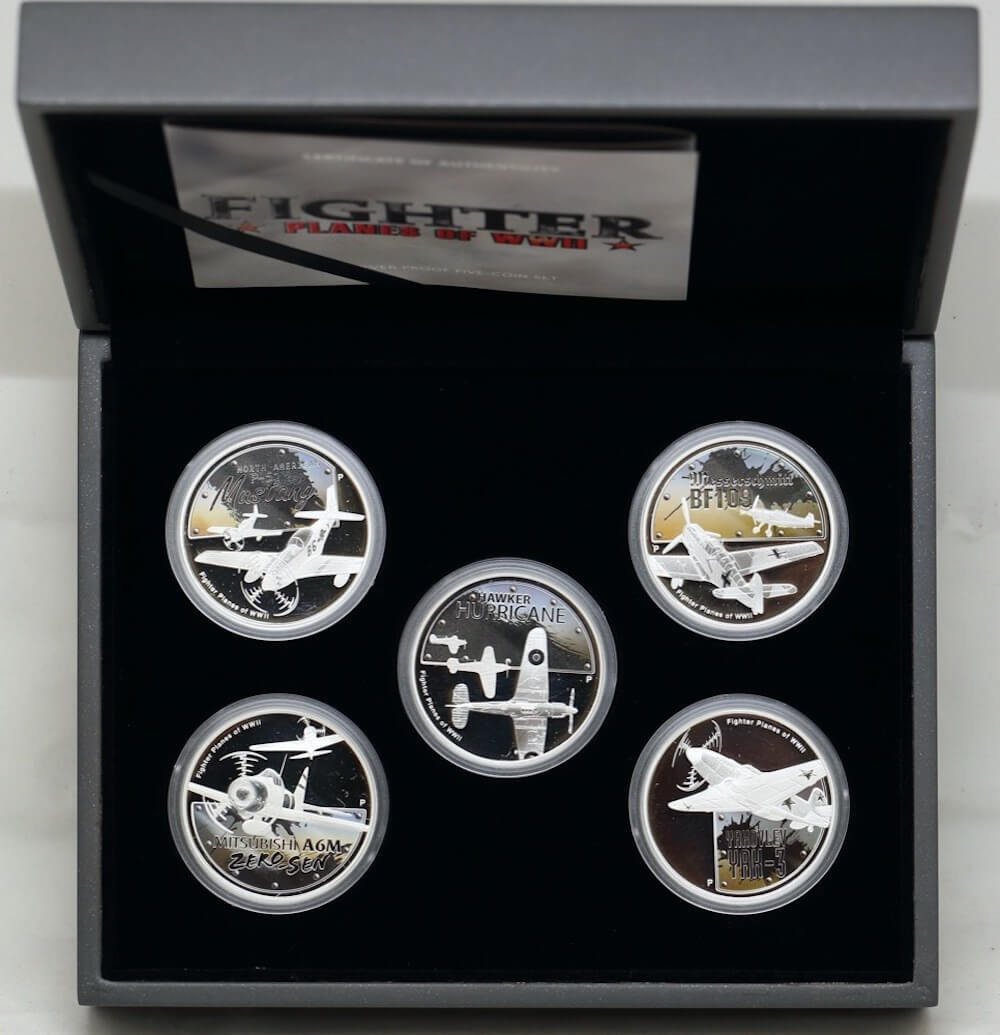 2008 Perth Mint Tuvalu Silver Five Coin Proof Set Fighter Planes Of WWII product image