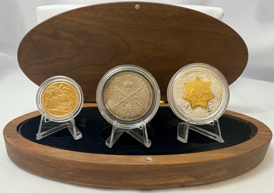 2001 Gold / Silver Proof 3 Coin Federation Milestone Collection