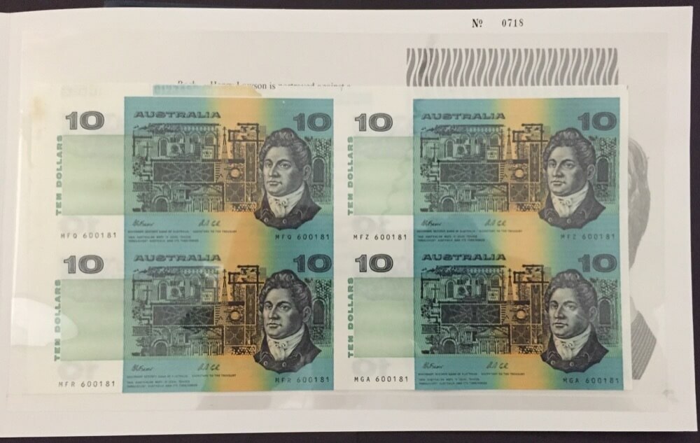 1991 Ten Dollars Uncut Block of Four Melbourne Show