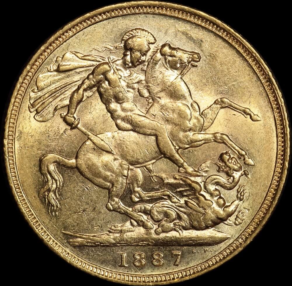 1887 Sydney Jubilee Head Sovereign about EF