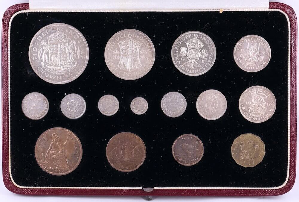 Great Britain 1937 Proof Coin Set (15) In Presentation Case product image
