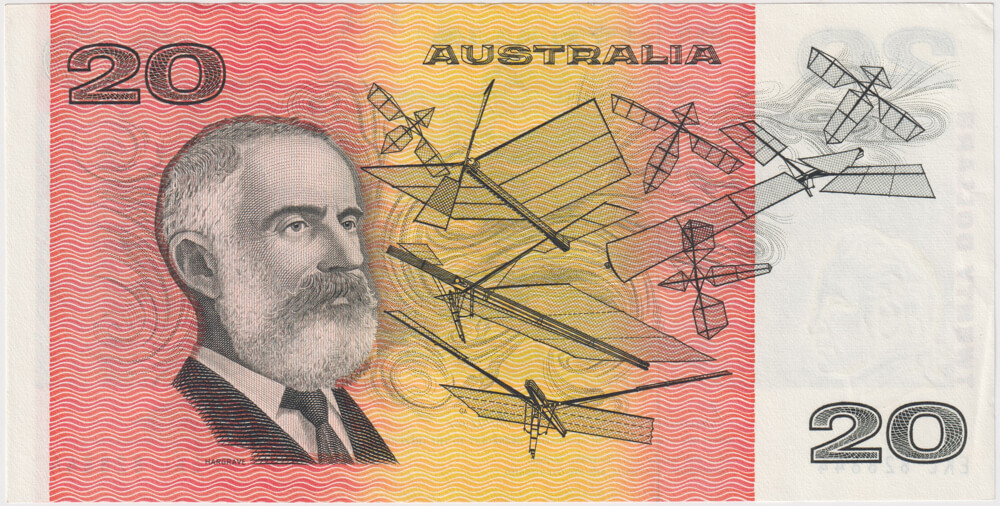 1985 $20 Note Gothic Serials Johnston/Fraser R409B about Uncirculated