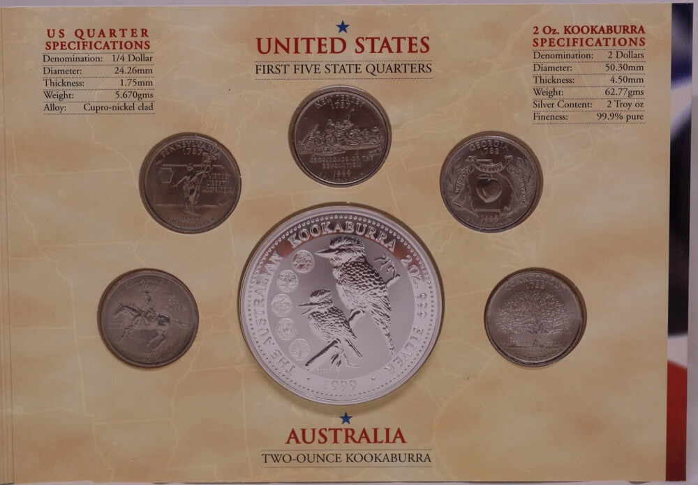 1999 Silver Two Ounce Specimen Honor Mark Collection First Five States product image