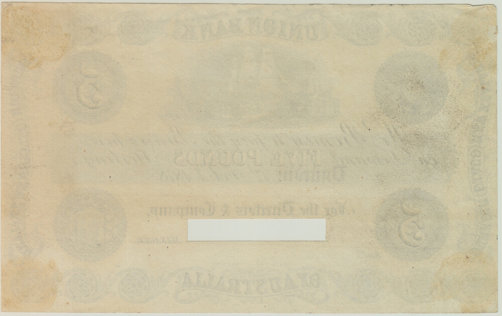 Union Bank of Australia (Dunedin) 1878 5 Pound Unissued Printer's Proof P# S.352 good EF product image