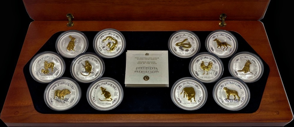 1999-2010 Silver Lunar 12 Coin Gilded Edition Set product image