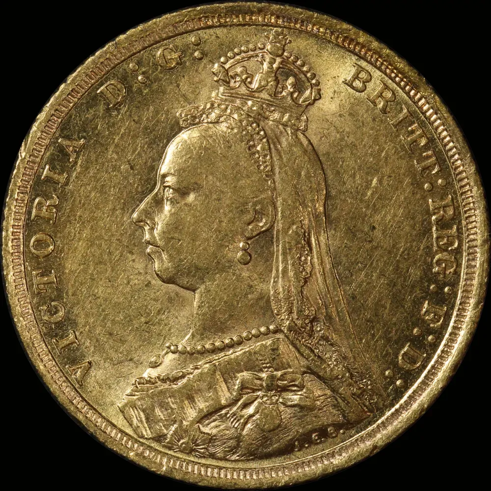 1889 Sydney Jubilee Head Sovereign good EF