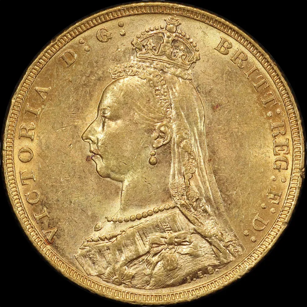 1888 Melbourne Jubilee Head Sovereign Legend 2 Dish M10 about Unc product image