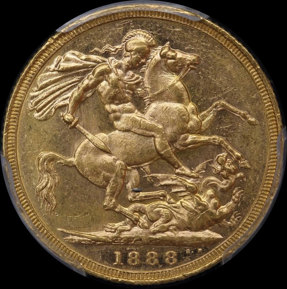 1888 Melbourne Jubilee Head Sovereign Unc (PCGS MS62)