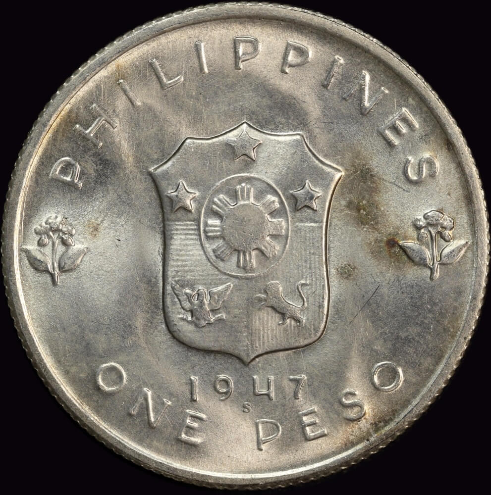 Philippines 1947-S Silver Peso KM#185 Uncirculated product image