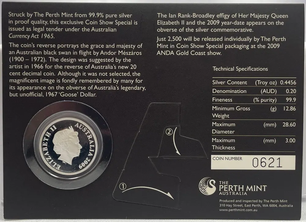 2009 Silver 20 Cent Proof Decimal Pattern - Perth Mint ANDA Show Special product image