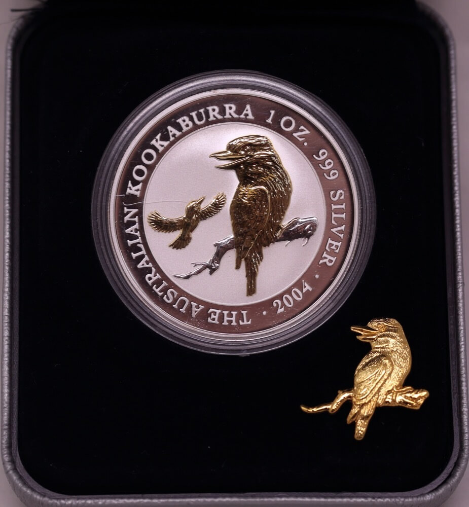 2004 Silver One Ounce Kookaburra Gilded Unc Coin product image
