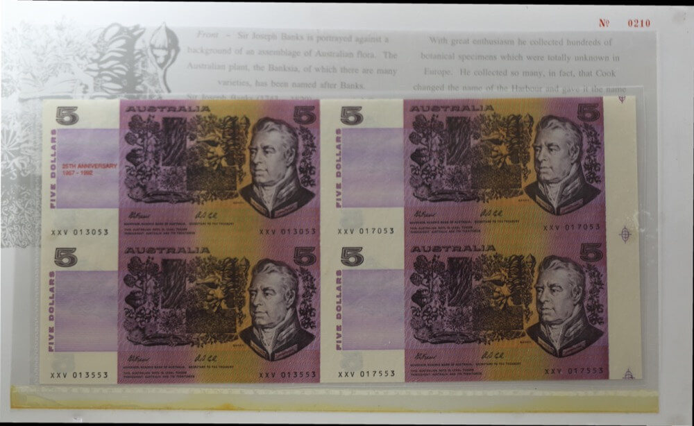 1992 Five Dollars Uncut Block of Four - 25th Anniversary