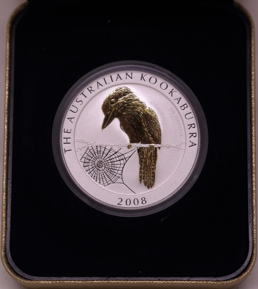 2008 Silver One Ounce Gilded Unc Coin Kookaburra ANDA Show Special
