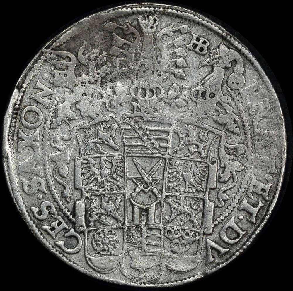 German States (Saxony) 1596 Silver Thaler Dav#9820 3 Brothers about VF product image